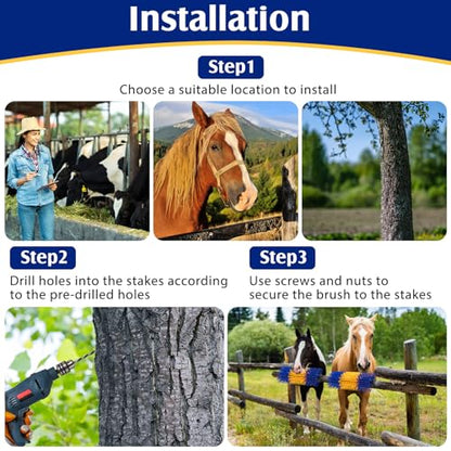 3 Pack Livestock Scratching Brush, Yellow and Blue - color: Yellow and Blue