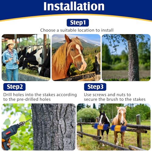 3 Pack Livestock Scratching Brush, Yellow and Blue - color: Yellow and Blue