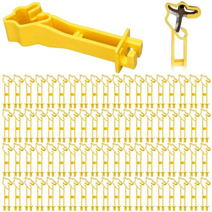 Outus 50pcs Reversed Extender Electric Fence TPost Insulators Snap, Yellow - color: Yellow