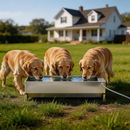 10 Gallons Automatic Livestock Water Trough Stainless Steel Larger Dog Water Bowl Dispenser with Float Valve Kit Large Capacity Outdoor Horse Pig Water Trough for Dog Pig Cow Goat 36‘’*12.4*‘’9.1‘’ - size: 10 Gallons