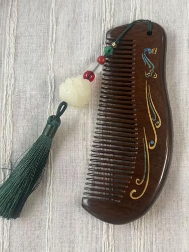 Handmade wooden hair comb, natural sandalwood comb, anti-static wooden combs, with sandalwood fragrance, good for hair growth, suitable for ladies and girls. (moon comb) - color: moon comb
