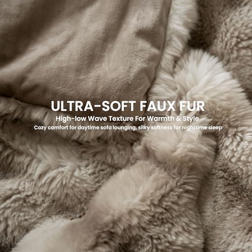 Electric Heated Blanket for Girls & Women, Soft & Luxurious,Faux Fur Heating Throw Blankets, 6 Heat Settings, Overheat Protection, Quick Heating, Memory Function, Giftable, 50"x60",Tie-dye Light Taupe - color: Tie-dyed Light Taupe