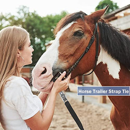 Rosemarie Trailer Cross Tie, Horse Haulage Adjustable Nylon Straps Leads with Panic Snap Fixed Eye Equestrian Equipment - color: Black