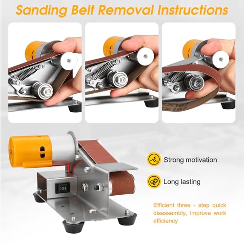 Mini Belt Sander for Knife Making, 15° Electric Power Bench Belt Sanders | 7 Adjustable Speed Knife Sharpener Knife Polishing Kit for DIY Metal Woodworking Knife Making - style: 15 Degree Belt Sander