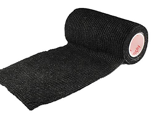 Vet Wrap Tape (Black) (2 Pack) (3 Inch x 15 feet) Self Adhesive Adherent Adhering Cohesive Flex Self Stick Bandage Grip Roll Dog Cat Pet Horse - color: Black, size: 2 Rolls