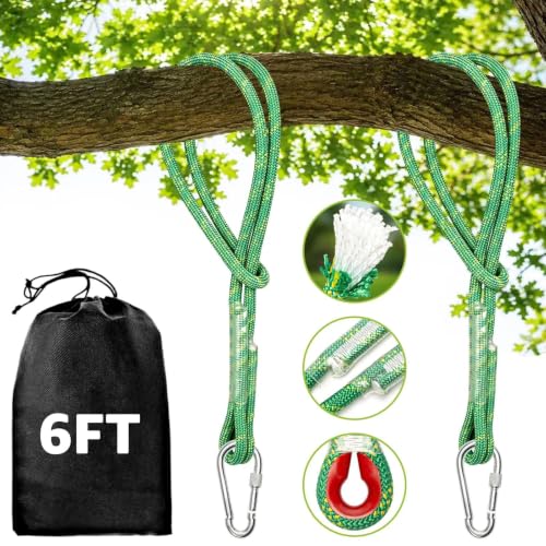 Heavy Duty Tree Swing Ropes with Safer Lock-(2Pack,Green,6FT) - color: Green, size: 72''(6FT)-2 Pack