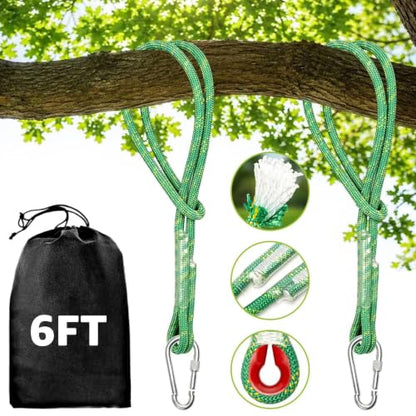 Heavy Duty Tree Swing Ropes with Safer Lock-(2Pack,Green,6FT) - color: Green, size: 72''(6FT)-2 Pack