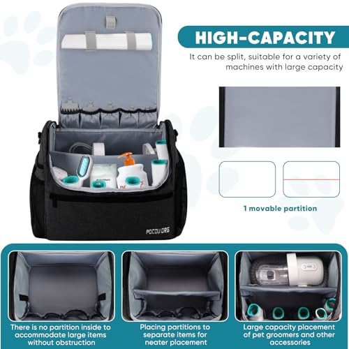 Pet Travel/Grooming Supplies Organizer Carry Bag - Compatible with Oneisall/Neabot Dog Grooming Vacuum, Large Capacity - Bag Only (Black) - color: Black