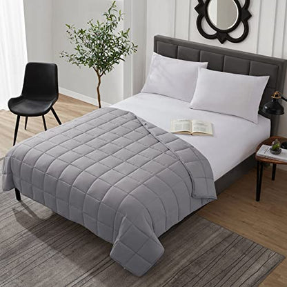 L'AGRATY Weighted Blanket Kids- 40"x60" 7lbs Cooling Breathable Heavy Blanket Microfiber Material with Glass Beads All-Season Summer Fall Winter Soft Thick Comfort - color: 05-light Grey, size: 40" x 60" | 7lbs