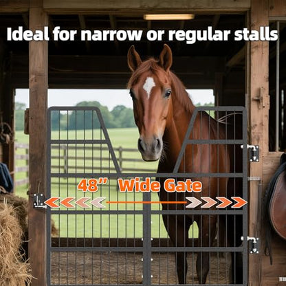 Horse Stall Gates 48" W x 42" H | Heavy Duty Steel Gate for Horse Barns, Stall Door Guard