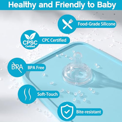 Baby Silicone Nipples for Lansinoh Bottles, Anti-Colic Replacement Nipple for Baby 1m+, BPA Free, Slow Flow, Size S, 6 Count