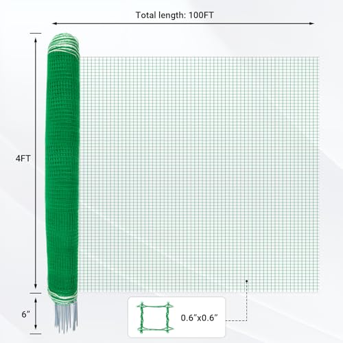 Temporary Fence with Posts 4' x 100' for for Dogs Outdoor Backyard - size: 4' x 100'