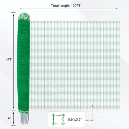Temporary Fence with Posts 4' x 100' for for Dogs Outdoor Backyard - size: 4' x 100'