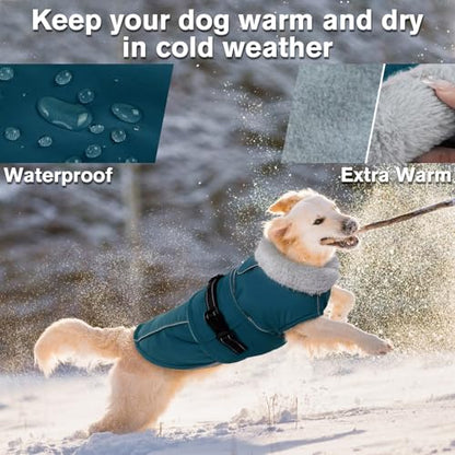 Lelepet Dog Coats for Small Dogs Waterproof Dog Jacket with Adjustable Fit - color: Dark Green, size: S