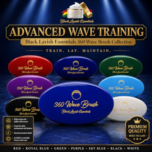 Men’s Hair Brush, Build Deeper, Hard Boar Bristle Curved, Perfect for Styling Hair, Ultimate Wave Grooming Tool, 360 Wave Brush (Medium-Hard Brush, Blue) - color: Royal Blue, size: Medium-Hard