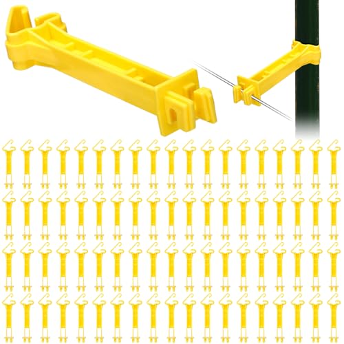 Pangda 200 Pcs 5 Inch Snap Type Insulator Electric Fence T Post, Yellow - color: Yellow