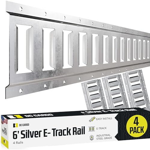 DC Cargo Mall E Track Tie Down Rail Kit 6' (4 Pack) for Garages, Vans, Trailers, Motorcycle Tie Downs, ATV Mountings - Galvanized Steel - Secure Cargo & Heavy Loads Up to 2,000 lbs - size: 4-pack