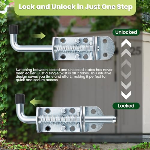 6.5inch Spring Loaded Latch with Pin Receiver (2 Pack) | Metal Lock Barrel Bolt Spring Loaded Locking Latch, Ideal for Gates, Trailers, and Other Items Requiring Secure Closure