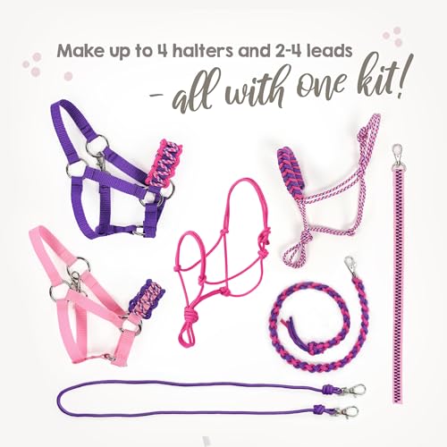 kullaloo DIY Hobby Horse Halter Kit ✦ Make Stick Horse Head Collars, Rope Halters & Reins ✦ Includes Digital Instructions (PDF) ✦ Purple/Pink - color: Halter purple / pink