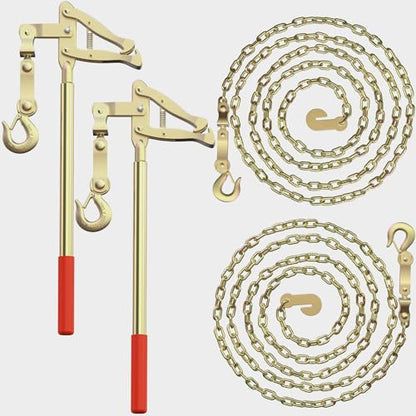 Fence Stretcher Bar Puller, 19.7ft Chain, 2200 lbs Wire Tensioner for Barbed & Chain-Link Fence Repair, Heavy-Duty Steel, Non-Slip Handle (2 Pack) - color: 2-Pack - Fence Stretcher Bar Puller