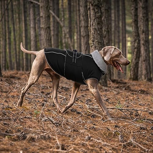 Lelepet Warm Dog Coat Adjustable Dog Fleece Vest Waterproof Jacket for Dogs - color: Black, size: M