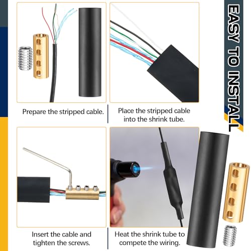 Relaxweex 15 Sets Underground Wire Splice Kit Suit for Wire Under 12 Awg Amp Splicing Quick Wiring Connection Nut Kit Terminal with Shrink Tubes and Screws Circuit Connector(80V) - style: 80v