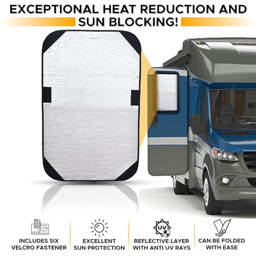 EcoNour RV Door Window Shade 2 Pack| Trailer RV Skylight - color: Black, size: Medium