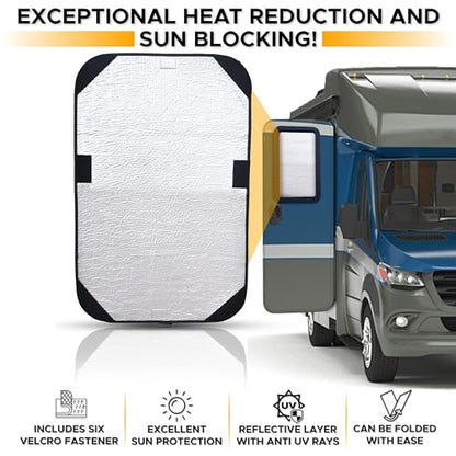 EcoNour RV Door Window Shade 2 Pack| Trailer RV Skylight - color: Black, size: Medium