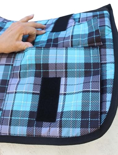 Horse English All-Purpose Neoprene Shock Absorbing Plaid Saddle Pad 72TS29 - color: Turquoise Plaid