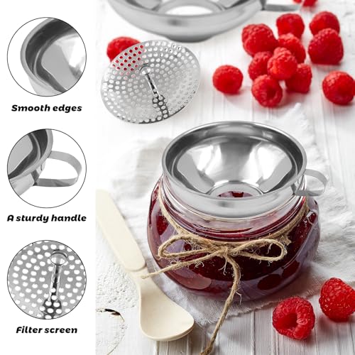 3 Pack Canning Funnel with Strainer, Stainless Steel Wide Mouth Funnels for Small and Large, Canning Supplies Kit for Kitchen Use Filling Bottles