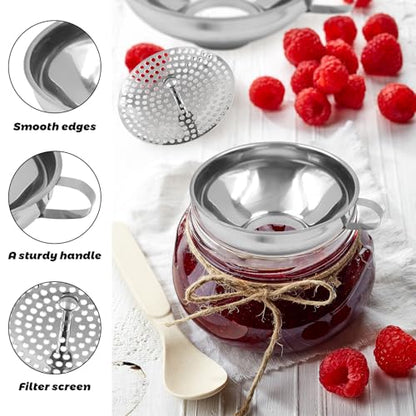 3 Pack Canning Funnel with Strainer, Stainless Steel Wide Mouth Funnels for Small and Large, Canning Supplies Kit for Kitchen Use Filling Bottles