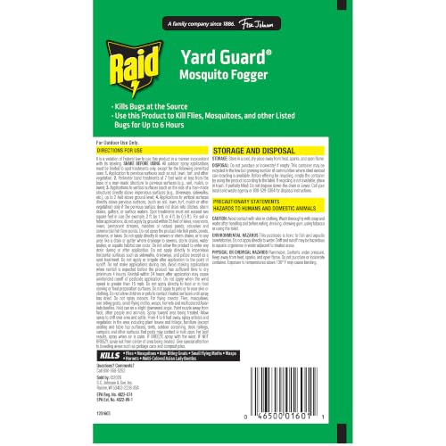 Raid Yard Guard Outdoor Mosquito Fogger Insect Killer, 16 oz, 12 Count - size: 16 Ounce (Pack of 1)