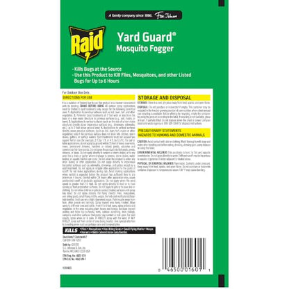 Raid Yard Guard Outdoor Mosquito Fogger Insect Killer, 16 oz, 12 Count - size: 16 Ounce (Pack of 1)