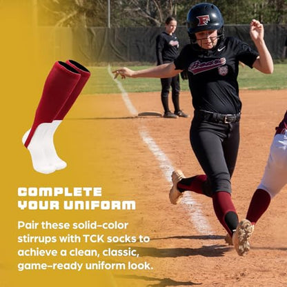 MadSportsStuff 7 Inch 3-Stripe Baseball Stirrups - Adult and Youth - color: Black/Scarlet/White, size: Large