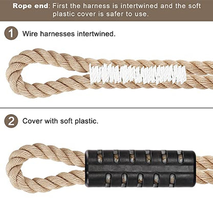 SELEWARE 3ft Tree Swing Rope, Adjustable Hammock Straps Hanging Kit - color: Beige-1 Pack, size: 3ft