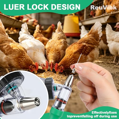 5ml Continuous Self-Refilling Livestock Syringe, 10 Needles Included - color: green