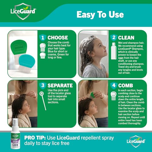 LiceGuard Lice Comb Kit, 2 x Stainless Steel Nit Combs, 1 x Magnifying Pick