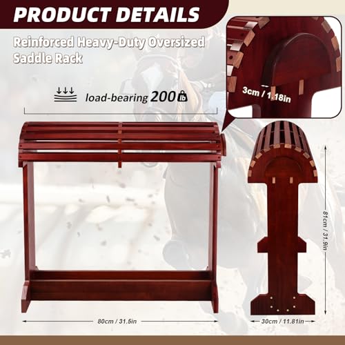 Extra-Large Wood Saddle Rack - Non-Abrasive Design, Bridle Rack & Heavy-Heavy Duty Saddle Stand for Equestrian Homes Horse Tack Room Organization 29.9"x13.8"x30.7"(Mahogany) - color: Mahogany