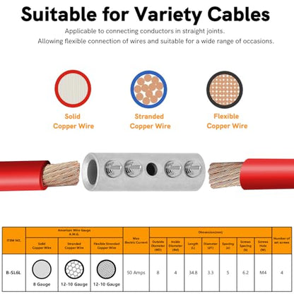 12-10 Gauge Wire Butt Connectors 10 PCS Tinned Brass Mechanical Butt Splice Connectors Kit 12-10 AWG Mechanical Repair Splice Kit Splice Screw Sleeves 10 PCS Mechanical Splices & 3:1 Heat Shrinks - size: 12-10 Gauge, style: Mechanical Splice - Tinned Bras