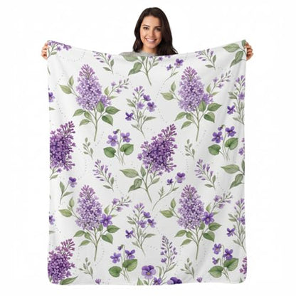 Lilac and Violet Blanket, Ultra-Soft Flannel Fleece Throw 50" x 60" - color: Lilac and Violet, size: 50"x60"