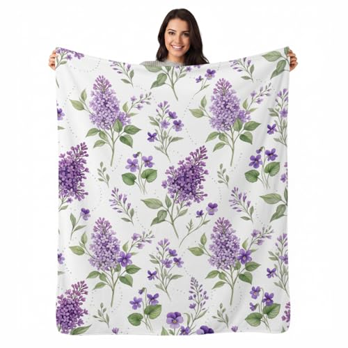 Lilac and Violet Blanket, Ultra-Soft Flannel Fleece Throw 60" x 80" - color: Lilac and Violet, size: 60"x80"