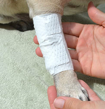 PawFlex Joint and Large Area Wound Bandages for Dogs Cats & Other Pets. Great for Leg Joint sprains and Tail Injuries! Non Adhesive Breathable Non-Slip Disposable Washable Value Pack (Medium 20pk) - size: Medium 20pk