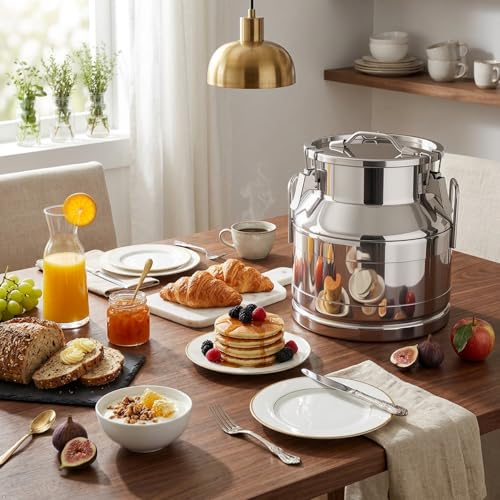 5 Gallon Stainless Steel Milk Can 20L Milk Jug | Food-grade Stainless Steel Container, Milk Bucket, Water Jug, Silicone Sealed Lid, Heavy Duty - size: 20 L/5 Gallon