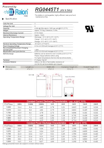 Raion Power 4V 4.5Ah Compatible Replacement Rechargeable AGM Battery for American FarmWorks ASB2 Solar Fence Energizer