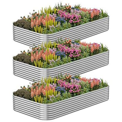 3 Pack Corrugated Galvanized Steel Raised Garden Bed Outdoor, Metal Above Ground Garden Bed for Vegetables and Flowers, Raised Beds for Gardening-4x2FT - size: 4x2FT