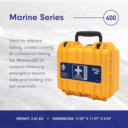 Adventure Medical Kits Marine Series Medical Kit - 600 - Boat First Aid Kit For 8 People 12 Hours From Care - Includes Emergency Medical Supplies Like Bandages, Medicine, Guide Book & More