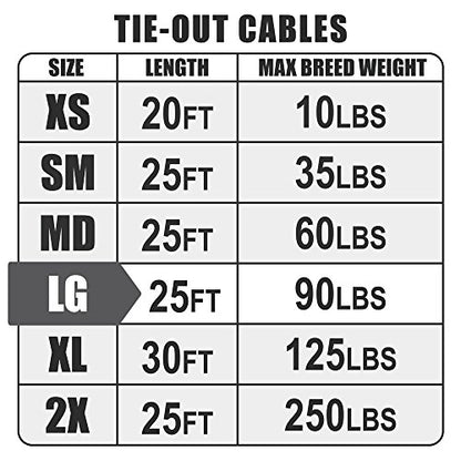 BV Dog Tie Out Cable 25 Feet - Heavy Duty Dog Lead up to 90 Pounds - Reflective & Rust-Free with Quick Release Swivel Clips & 360° Rotating Clasp - Tangle-Free Dogs Runner for Yard (Silver, Single) - color: 90lbs/ 25ft/ Silver, style: Single