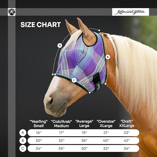 Kensington Protective Products Horse Fly MASK with Web Trim, Deluxe Black, Medium | Protects face and eyes from insects and UV rays with full visibility, dual ear openings and forelock freedom - size: M (Small Horse)