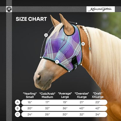 Kensington Protective Products Horse Fly MASK with Web Trim, Deluxe Black, Medium | Protects face and eyes from insects and UV rays with full visibility, dual ear openings and forelock freedom - size: M (Small Horse)