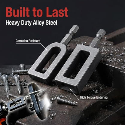 2 Pack Wire Twister Tool for Drill, Heavy Duty Drill Wire Twister with 1/4" Hex Shank for Fencing, Rebar Tying, and Construction, Alloy Steel